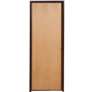 Puerta placa de abrir en CEDRO con marco de chapa