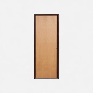 Puerta placa de abrir en CEDRO con marco de chapa